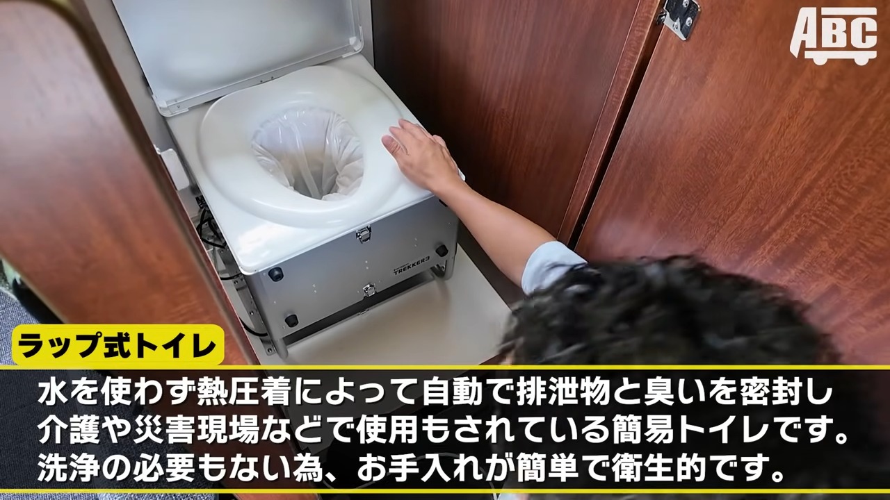セキソーボディ トムタンデムのラップ式トイレが設置されているマルチルーム